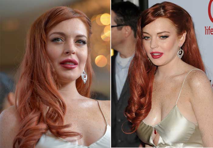 Com vestido apertado, Lindsay Lohan curte noite em première de Liz & Dick