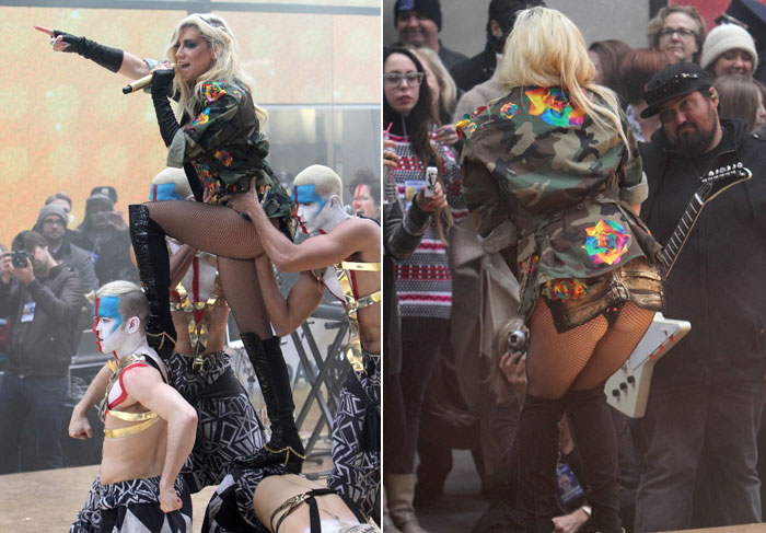 Com look sexy, Kesha se apresenta nas ruas de Nova York
