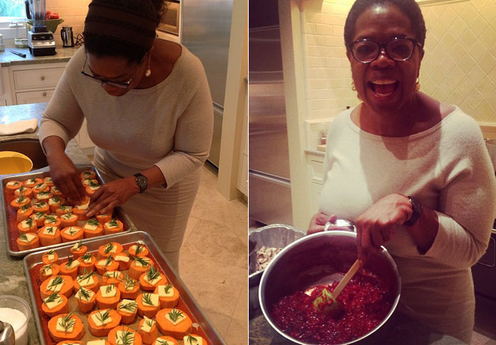 Oprah Winfrey passa o dia de ação de graças cozinhando 