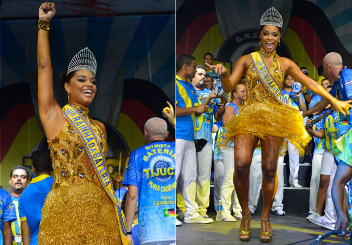 Juliana Alves recebe a coroa e faixa de rainha de bateria da Unidos da Tijuca