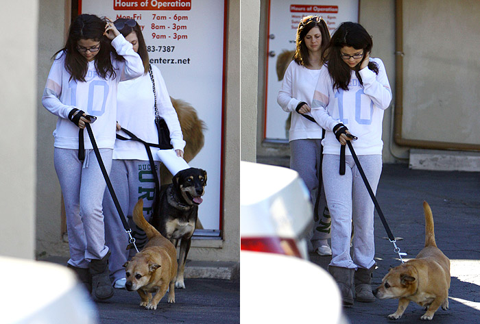 Selena Gomez leva seus pets ao veterinário parecendo triste