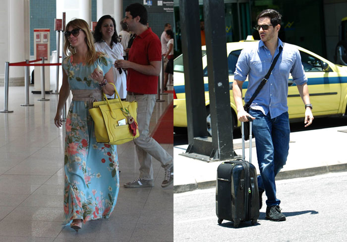 Carolina Dieckmann e Ricardo Tozzi são vistos em aeroporto no Rio