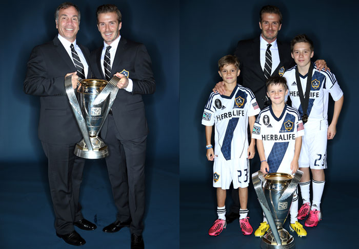 David Beckham se despede do Los Angeles Galaxy ao lado do filhos 