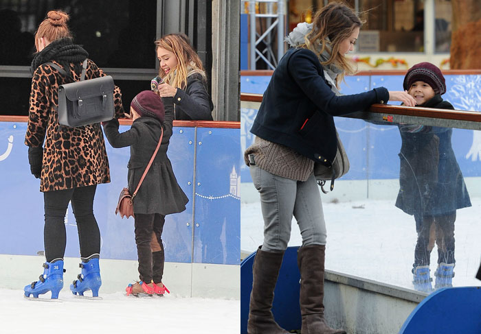  Jessica Alba leva a filha para patinar no gelo