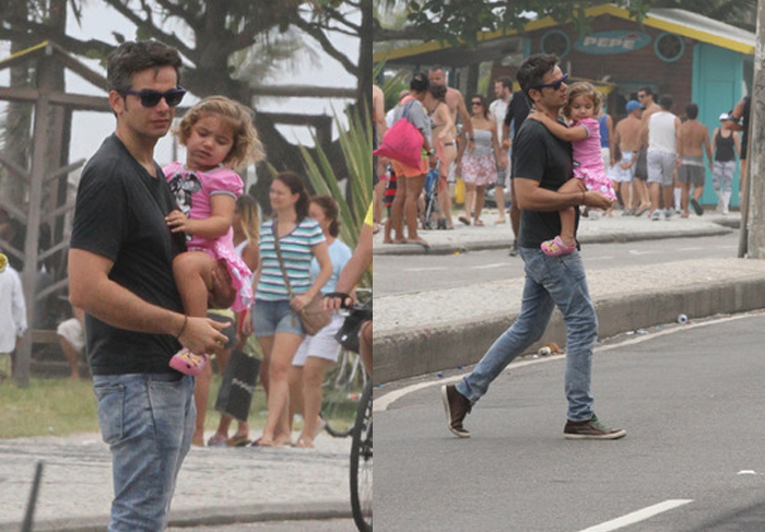 Otaviano Costa sai para caminhar com a filha Olivia O Fuxico