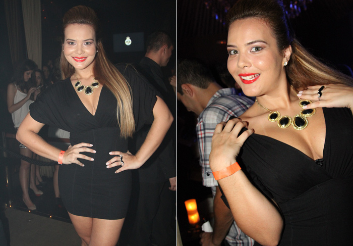 Geisy Arruda curte show de Thiaguinho com vestido decotado