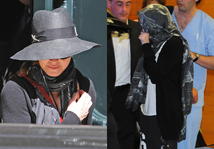  Madonna chega a Buenos Aires de rosto coberto por lenço