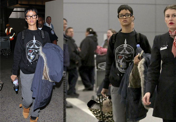Rihanna exibe look comportado ao desembarcar no aeroporto de Los Angeles O Fuxico