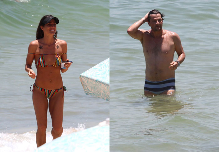 Marcelo Serrado e Cynthia Howlett curtem dia de praia no Rio