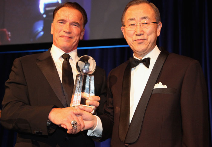 Arnold Schwarzenegger recebe homenagem da ONU