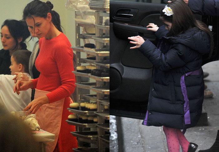 Katie Holmes e Suri aprendem a fazer cupcake em Nova York