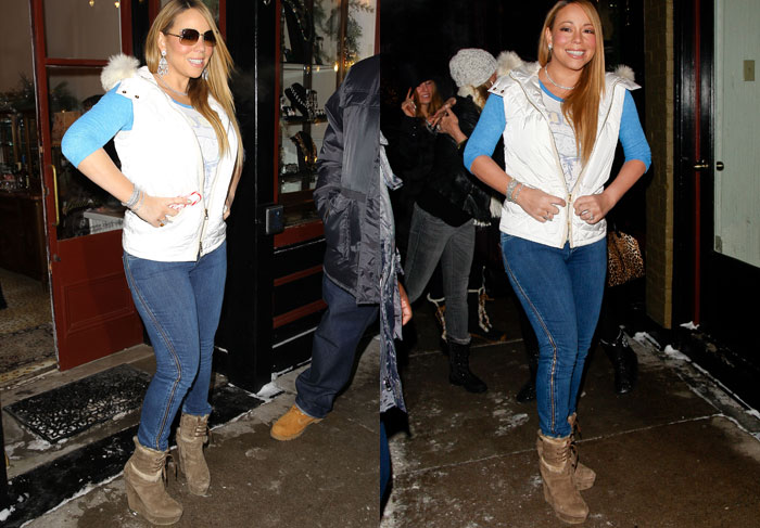  Mariah Carey posa com joias nas ruas de Aspen