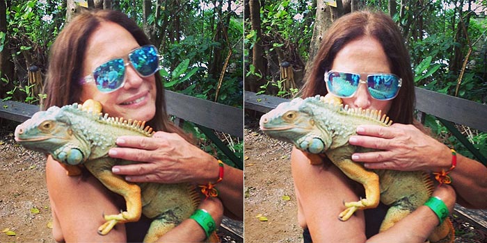 Susana Vieira beija iguana durante passeio na Jamaica