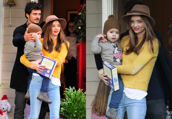  Orlando Bloom, Miranda Kerr e Flynn deixam casa de amigo, em Los Feliz