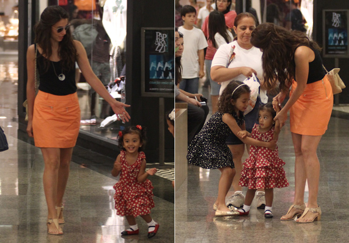 Tania Khalill vai a shopping com as filhas no Rio de Janeiro