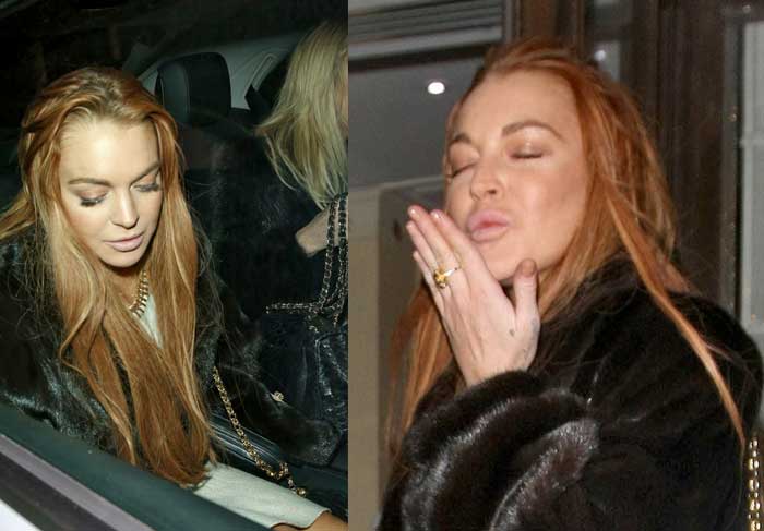 Xi, desandou de novo...Lindsay Lohan chega cambaleando em seu hotel, em Londres O Fuxico