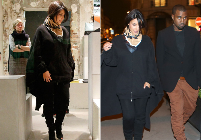 Grávida, Kim Kardashian faz compras em Paris com Kanye West