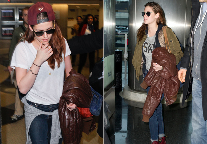 Kristen Stewart chega a Los Angeles com a jaqueta de Robert Pattinson