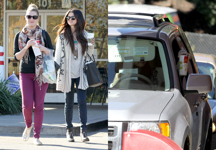 Selena Gomez visita três lojas de fast food em um único dia