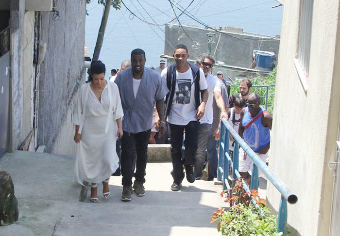 Will Smith, Kim Kardashian e Kanye West visitam o Vidigal, no Rio