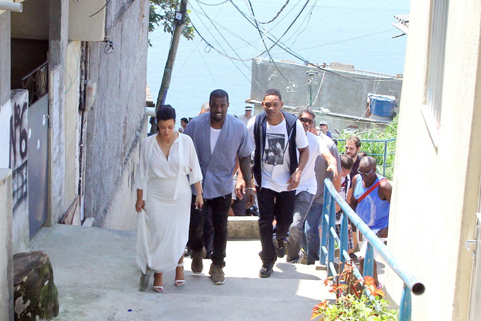 Will Smith, Kim Kardashian e Kanye West visitam o Vidigal, no Rio