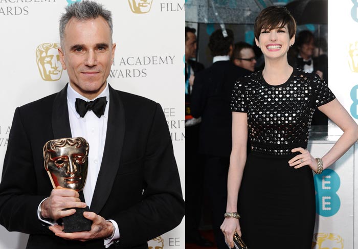Daniel Day-Lewis e Anne Hathaway no prêmio Bafta, considerado o Oscar britânico