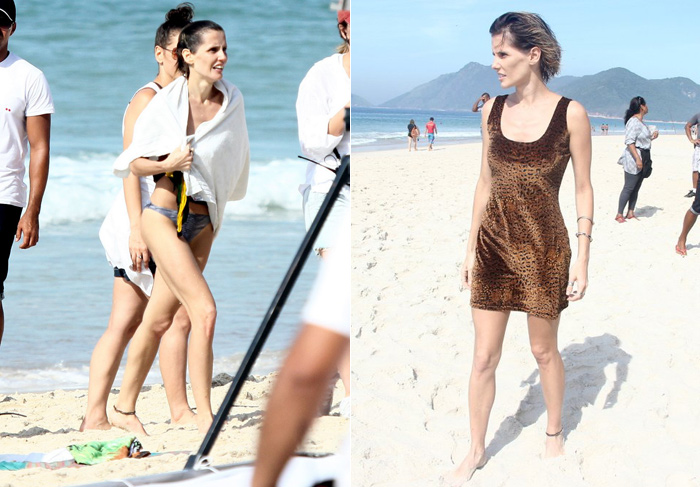 Magérrima, Deborah Secco roda filme em praia do Rio