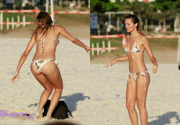 Ellen Jabour exibe suas curvas de biquíni no mar do Rio