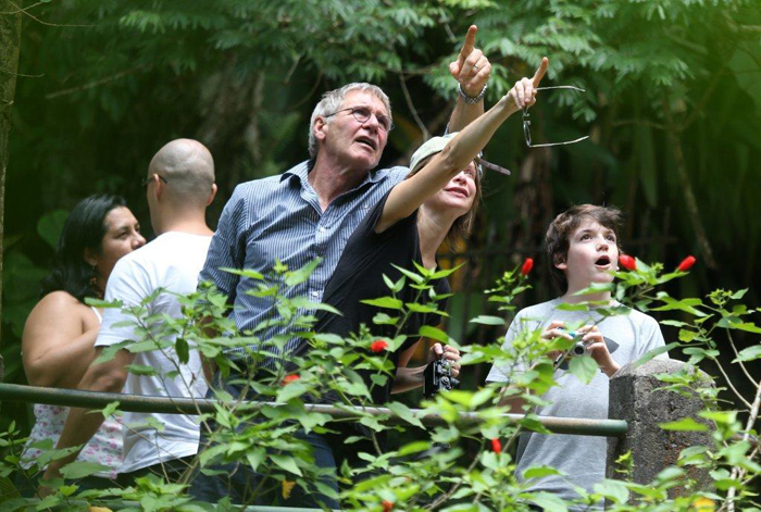 Harrison Ford e a família fazem passeio turístico no Rio de Janeiro