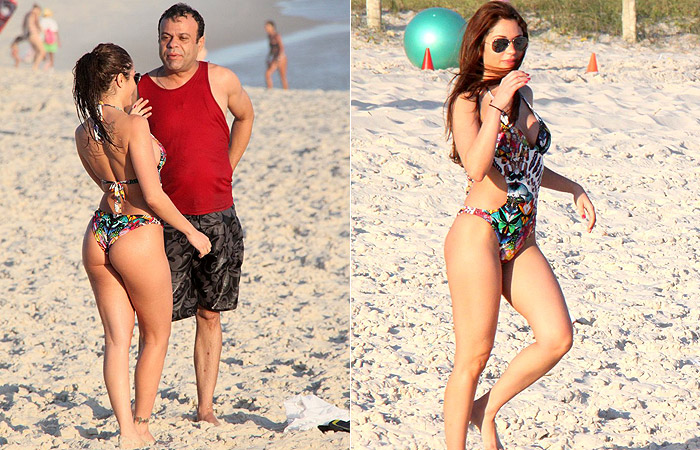 Ex-BBBs Maria Melilo e Daniel se divertem na praia