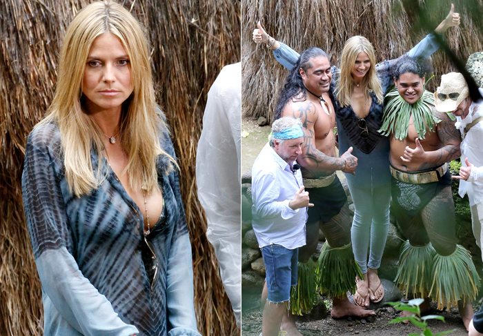 Heidi Klum abusa do decote em filmagens no Havaí