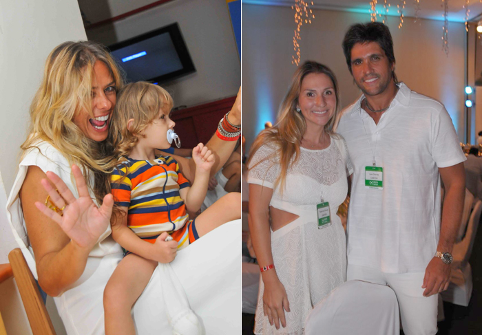 Adriane Galisteu se diverte com o filho no Guarujá