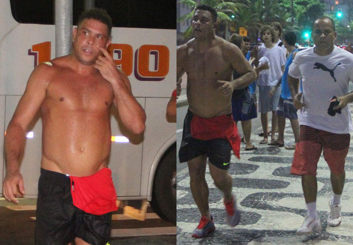 Com seguranças, Ronaldo pratica corrida em calçadão no Rio de Janeiro