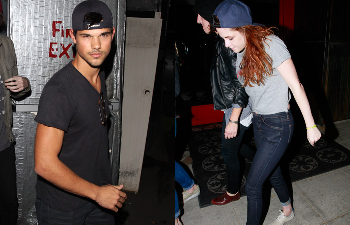 Na ausência de Robert Pattinson, Kristen Stewart se diverte com Taylo Lautner