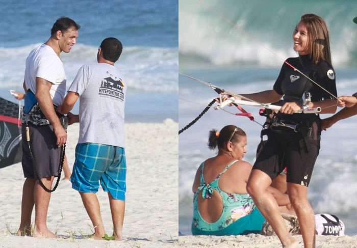 Cristiane Dias grava com Minotauro em praia no Rio de Janerio