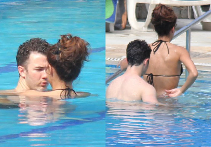  Kevin Jonas se refresca em piscina com a esposa