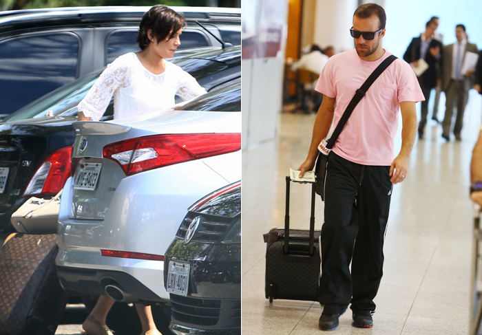 Deborah Secco e marido se ‘desencontram’ em aeroporto carioca