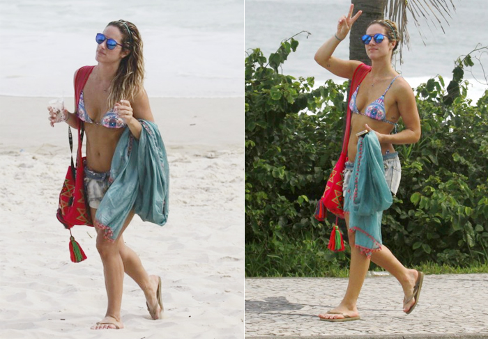 Giovanna Ewbank retoca bronzeado em tarde na praia