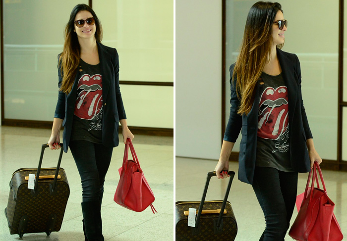 Sthefany Brito embarca com look moderninho no Santos Dumont