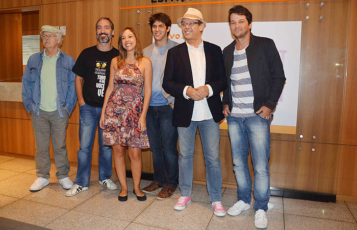 José Wilker, Marcelo Serrado e elenco divulgam espetáculo Rain Man, em SP