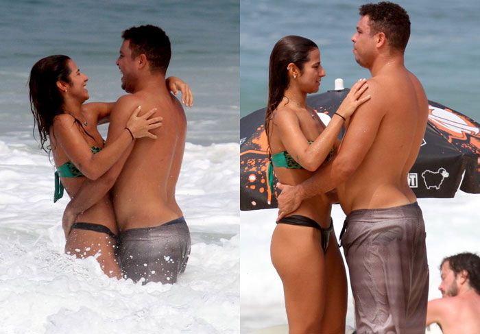 Ronaldo e Paula Morais namoram em dia na praia