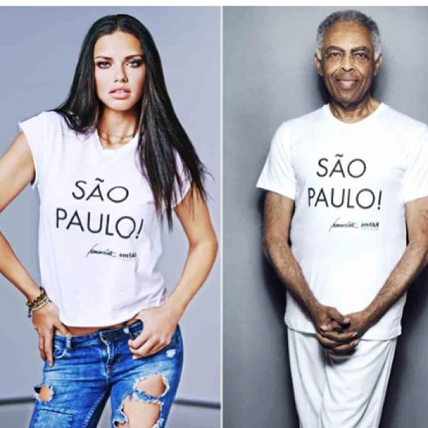 Gilberto Gil e Adriana Lima participam de festa contra a Aids