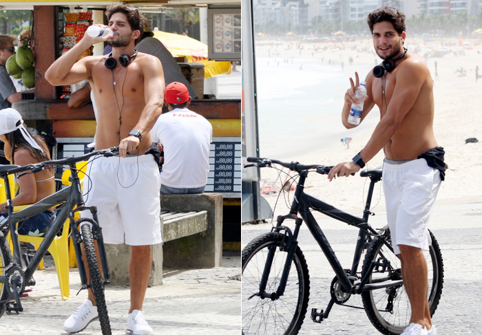 Ex-BBB André passeia de bicicleta pela Lagoa, no Rio