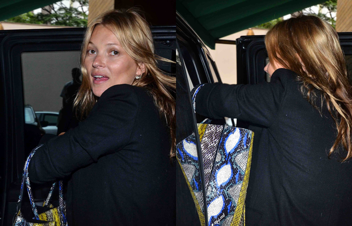 Kate Moss é vista deixando o hotel com a filha, em São Paulo