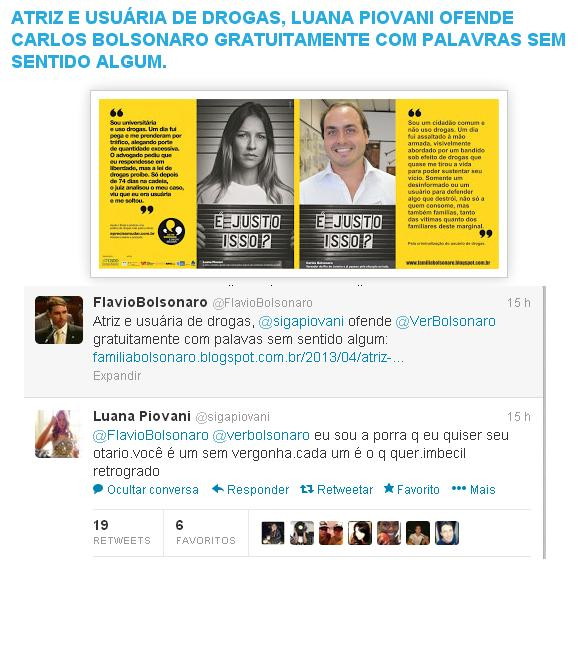 Bolsonaro chama Luana de usuária de drogas e atriz se irrita: "Imbecil"