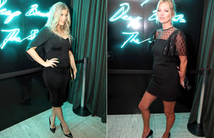 Fergie e Kate Moss vão à festa de grife de sapatos em parceria com a amfAR