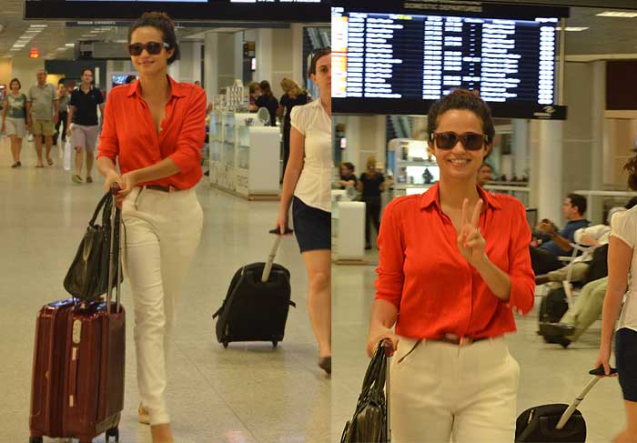 Sorridente e elegante Nanda Costa é clicada no aeroporto do Rio  O Fuxico