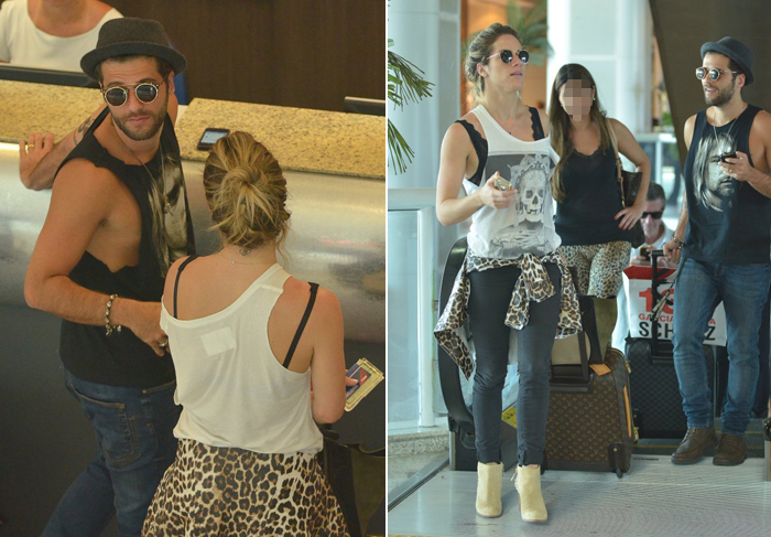 Bruno Gagliasso e Giovanna Ewbank embarcam em aeroporto carioca