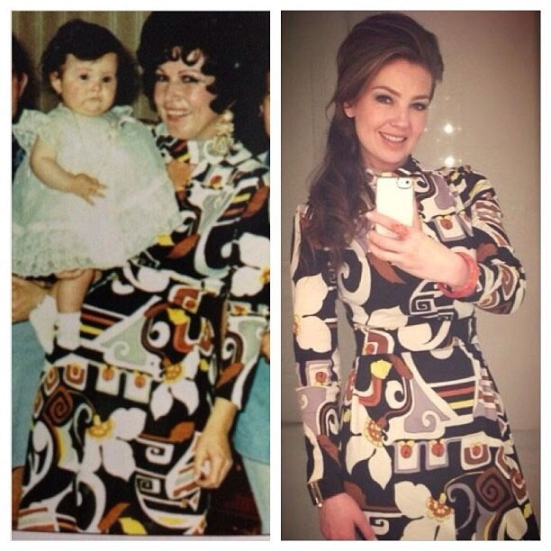 Thalia posta foto com o mesmo vestido que sua mãe usou em seu batizado 