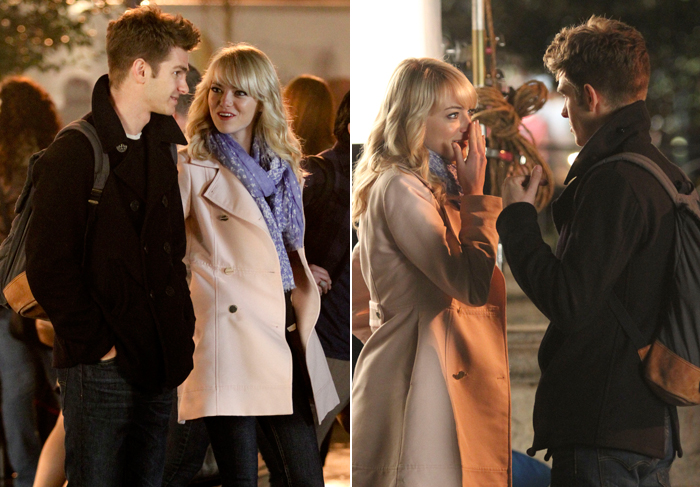 Emma Stone e Andrew Garfield filmam em NY em clima de romance